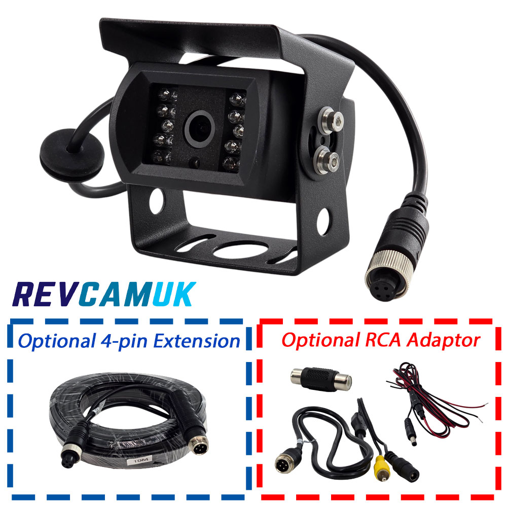 Black Reversing Camera - Sony CCD 700TVL - Stainless Steel Bracket - 4-Pin