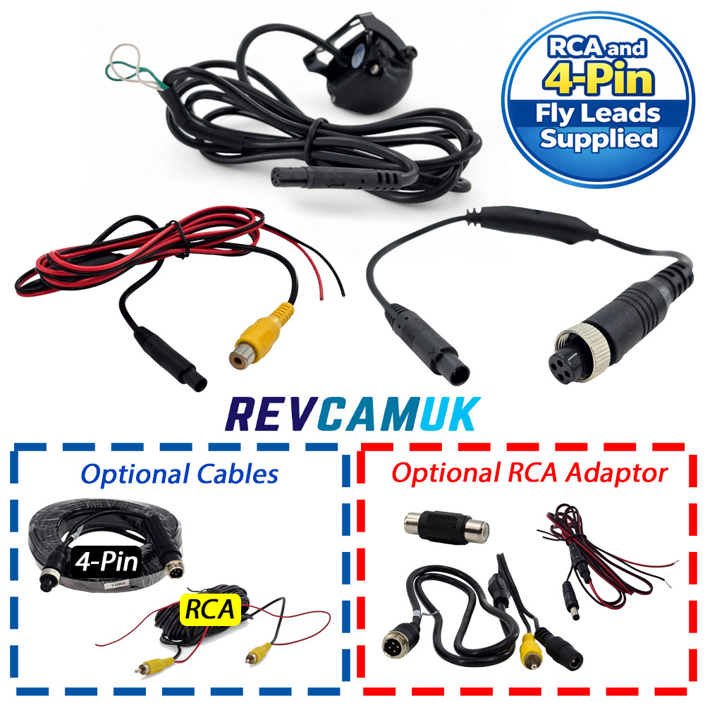 Small Black Bracket Reversing Camera - 700TVL CMOS - 4-Pin & RCA