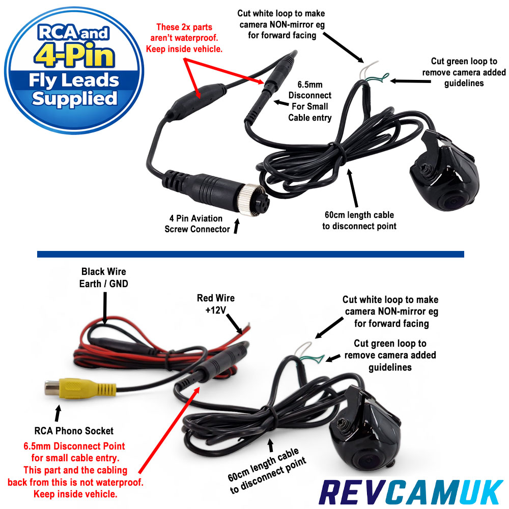 Small Black Bracket Reversing Camera - 700TVL CMOS - 4-Pin & RCA