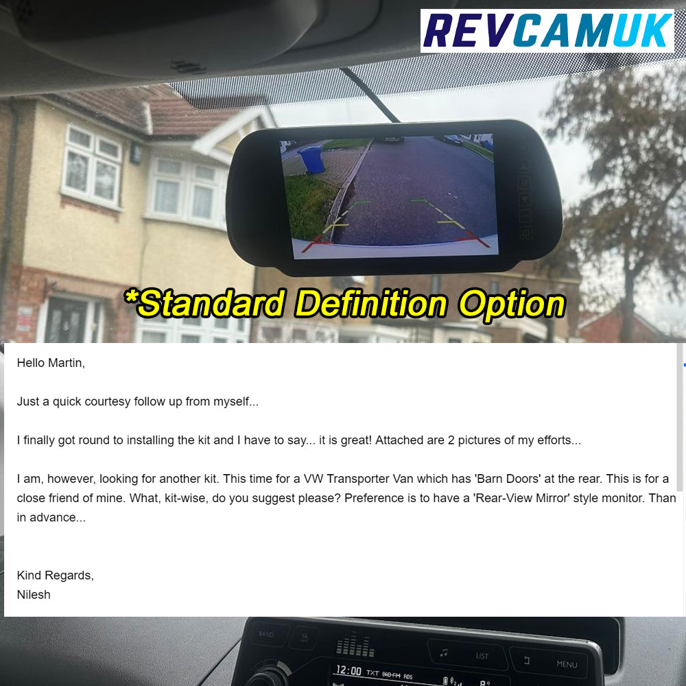 Citroen Berlingo, Peugeot Partner, Fiat Doblo, Vauxhall Combo & Toyota Pro Ace City Brake Light Reversing Camera kit with 7" Mirror Display - PM39BLN