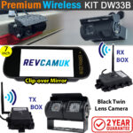 Sony CCD Black Bracket Wireless Twin Lens Reversing and Rear View Camera with 7" mirror monitor | DW33B