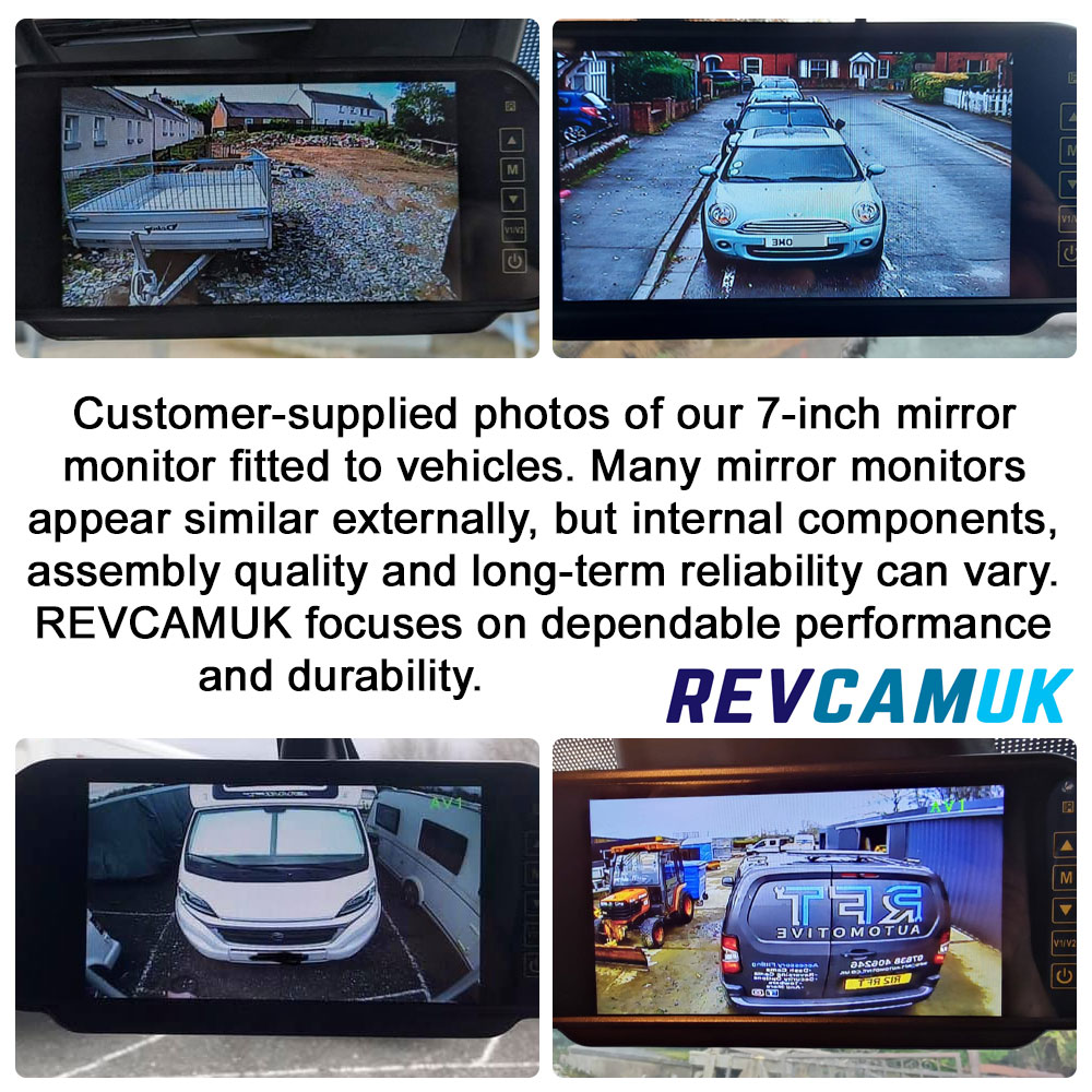 7" Mirror monitor display for reversing camera - 2x 4 pin inputs | MON293GL