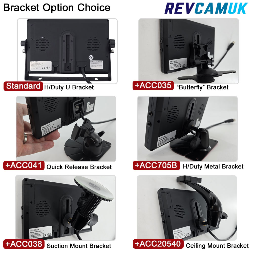 7" Monitor display for reversing cameras - 3x 4 pin inputs | MON705