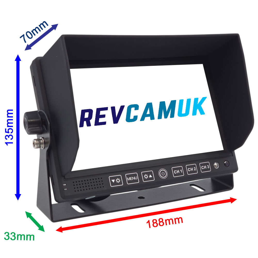 7" Heavy Duty Dash Display + Sony CCD (or optional Sony AHD) Black Bracket Reversing Camera Kit - PM81B