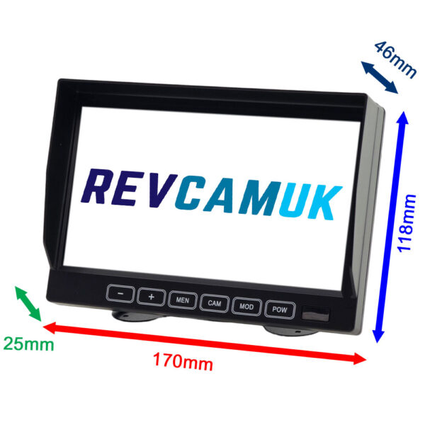 7" Monitor display for reversing camera - 2x 4 pin inputs | MON790/MON16