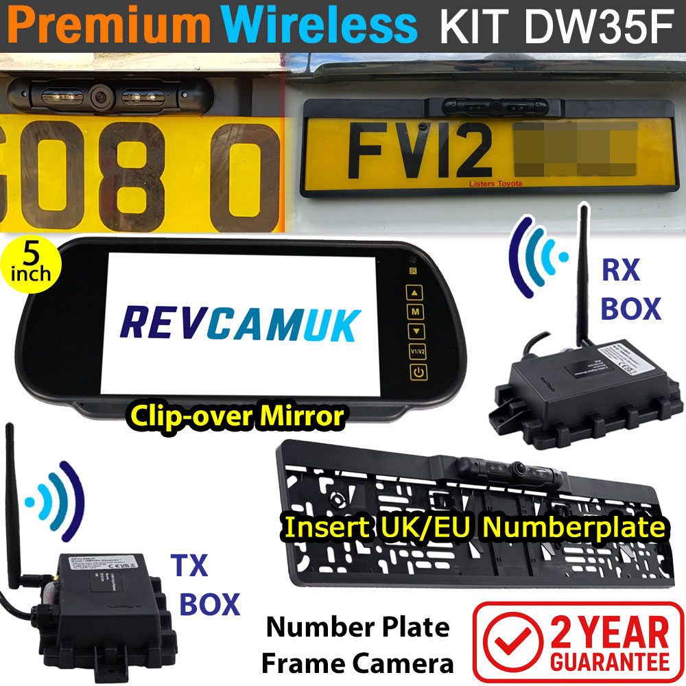 Number Plate Frame Wireless Parking Camera Kit with 7" mirror monitor | DW35F