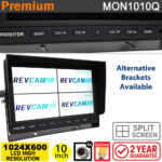 10" Split Screen Monitor (Quad) for reversing cameras - 4x 4 pin inputs (popular for agricultural use and large vehicles) | MON1010Q